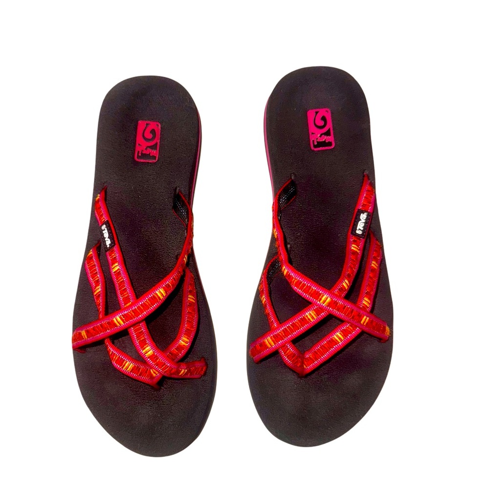 TEVA PINK RED ORANGE flip flops women’s sandals shoes size 10